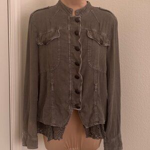 FREE PEOPLE Emilia Linen Victorian Military Jacket
